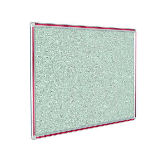 Bulletin Board, Vinyl, 4 ft H x 8 ft W, Satin Alum Frame w/Red Inlay
